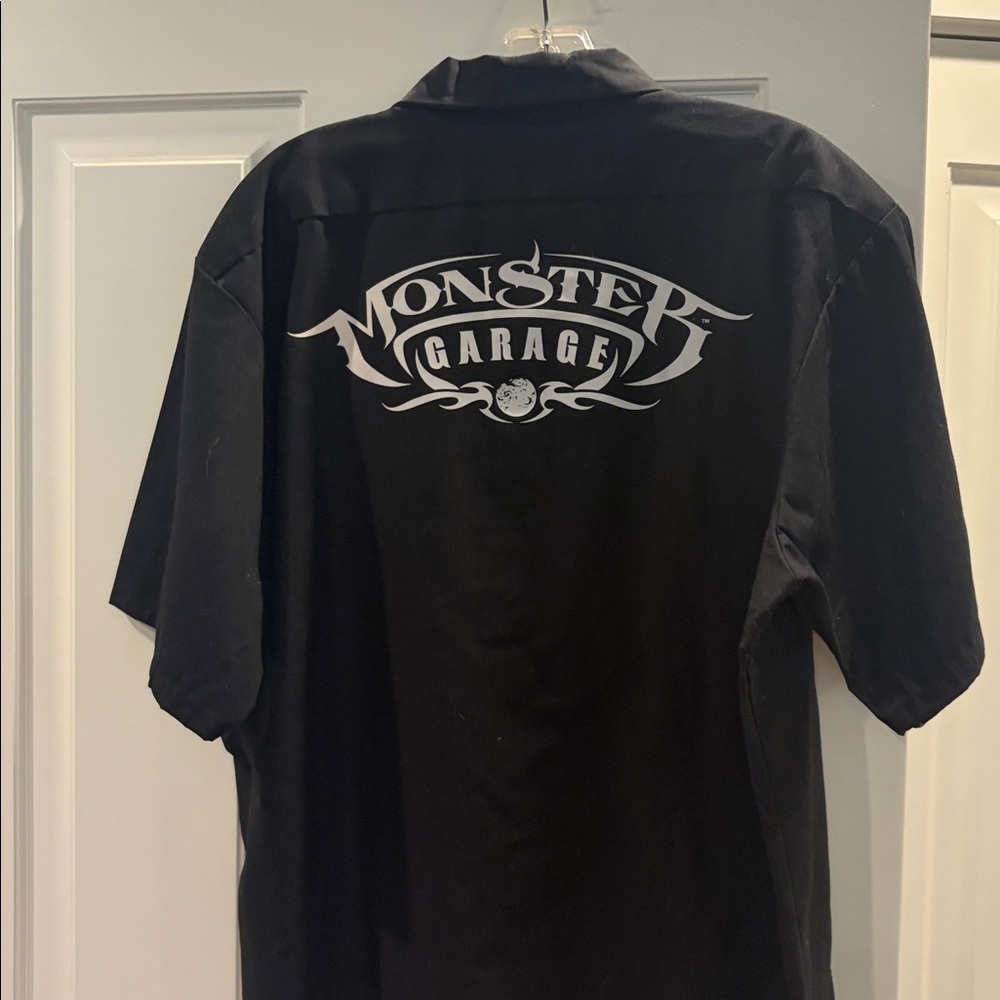 MONSTER GARAGE Black Crew Short-Sleeve Button-Up Work Shirt